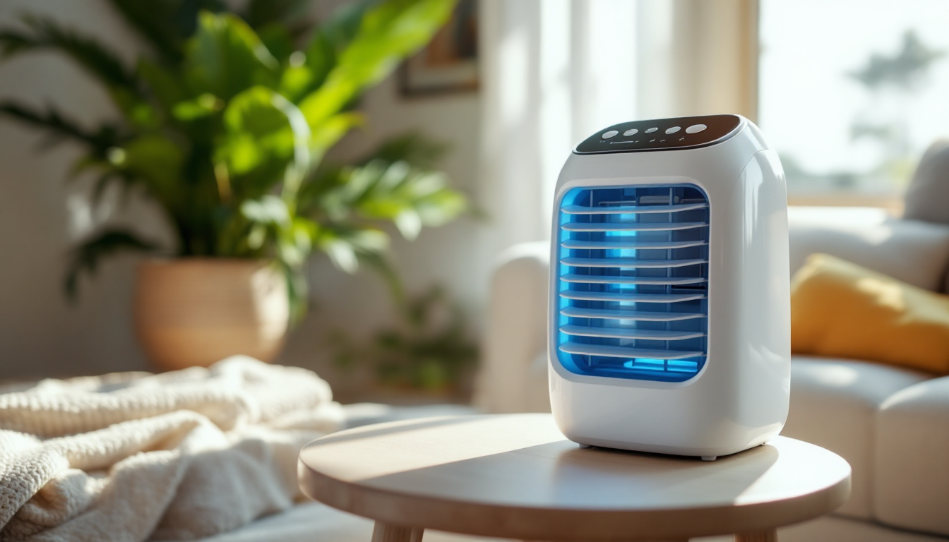 The Frost7 personal cooler running in a sunny room